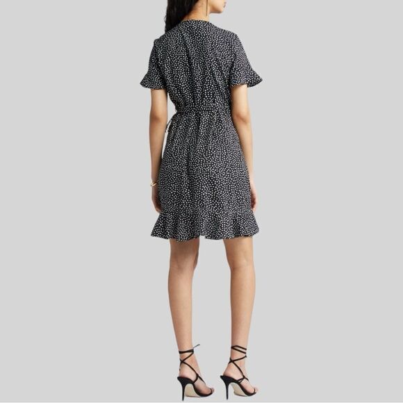VERO MODA Black Polka Dot Henna Frill Wrap Dress, Size Small - Picture 3 of 16